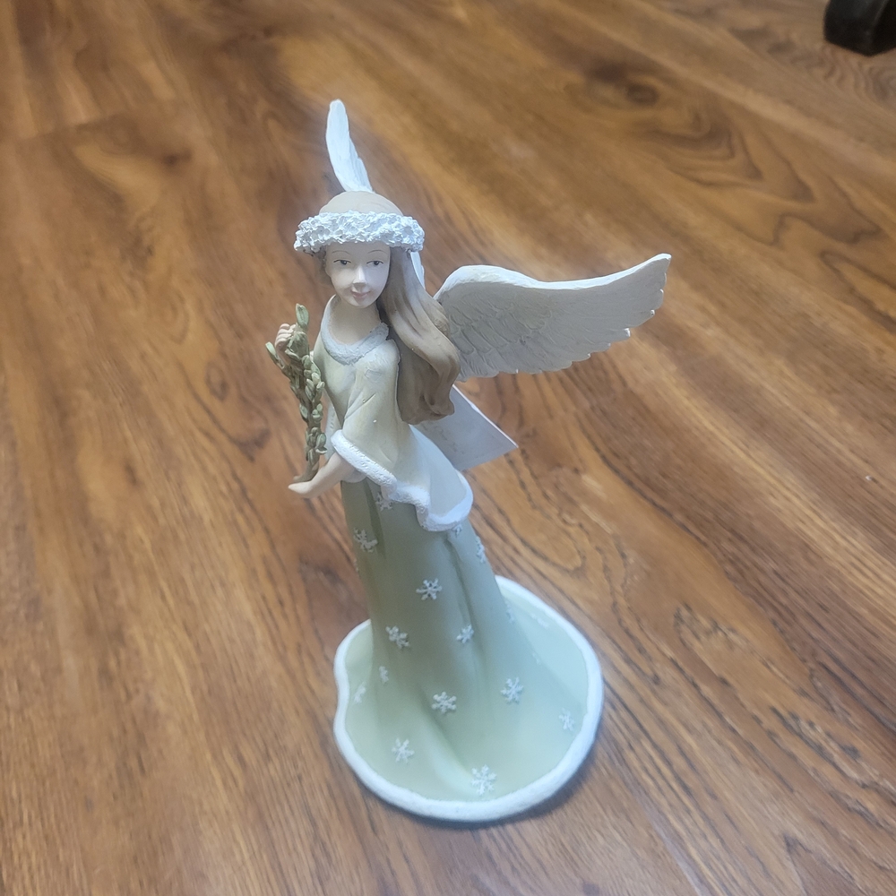 Russ Angel Figurine with Green and White Accents